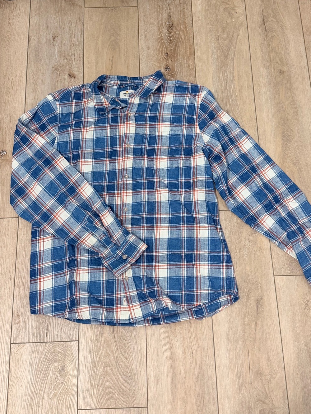 Marine Layer Men’s XL Blue Plaid Flannel Button Down Shirt